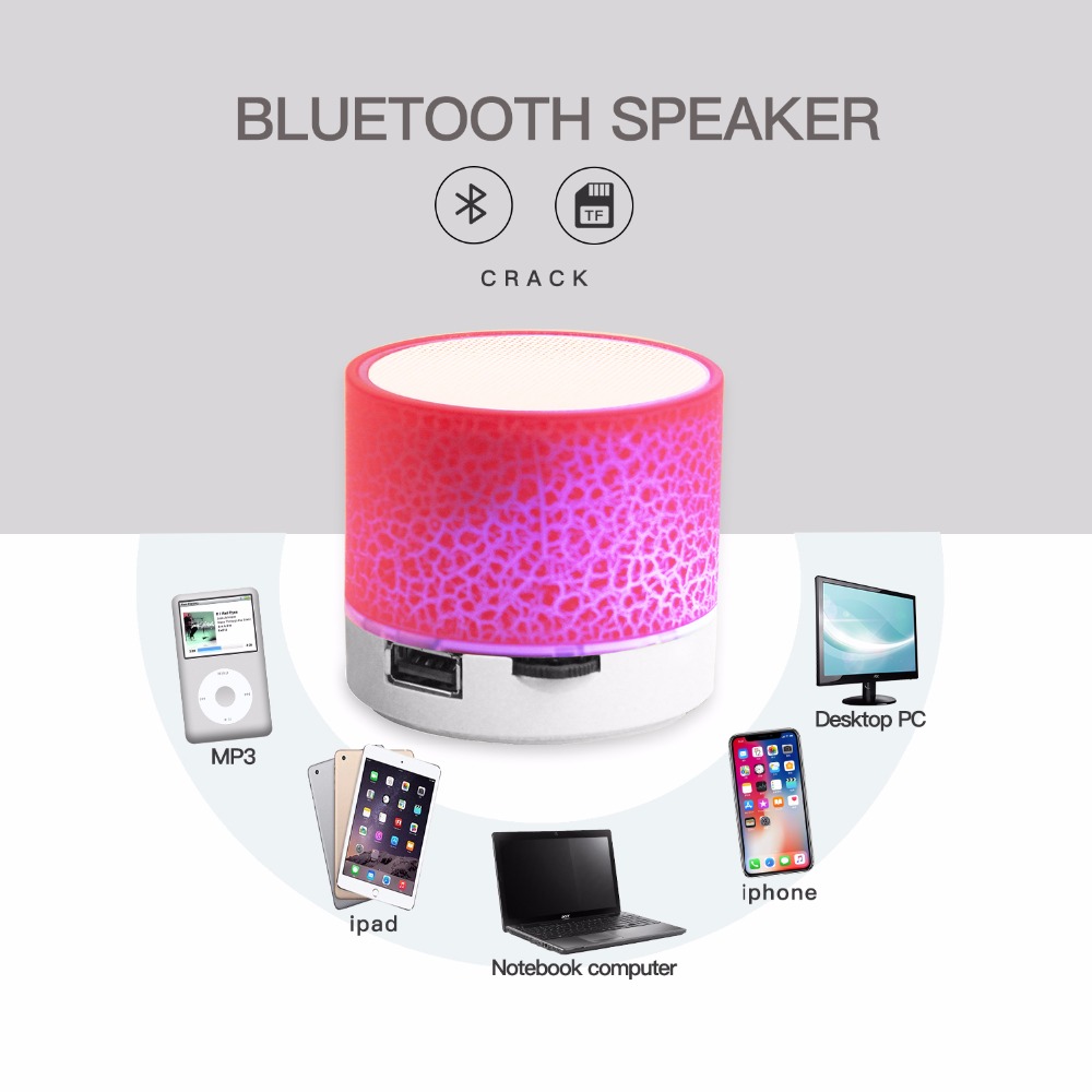 Mini Wireless Bluetooth Loudspeaker LED TF USB Subwoofer Speakers mp3 stereo audio music player