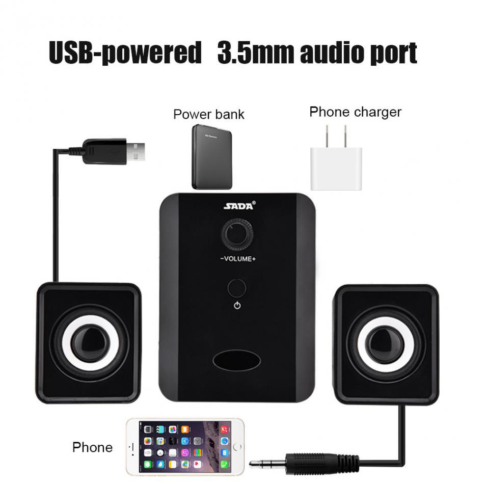 Bluetooth Speaker Stereo Bass Speaker USB2.1 3.5mm Wired Computer Woofer Speakers for Mobile Laptop
