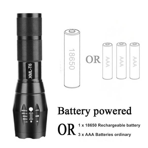 Military Aluminum Waterproof Zoomable Cree Led Flashlight Torch Tactical light Bicycle Light
