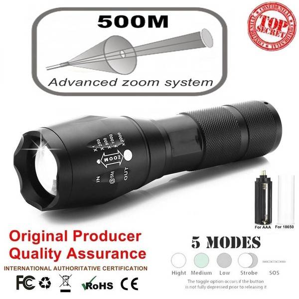 Military Aluminum Waterproof Zoomable Cree Led Flashlight Torch Tactical light Bicycle Light