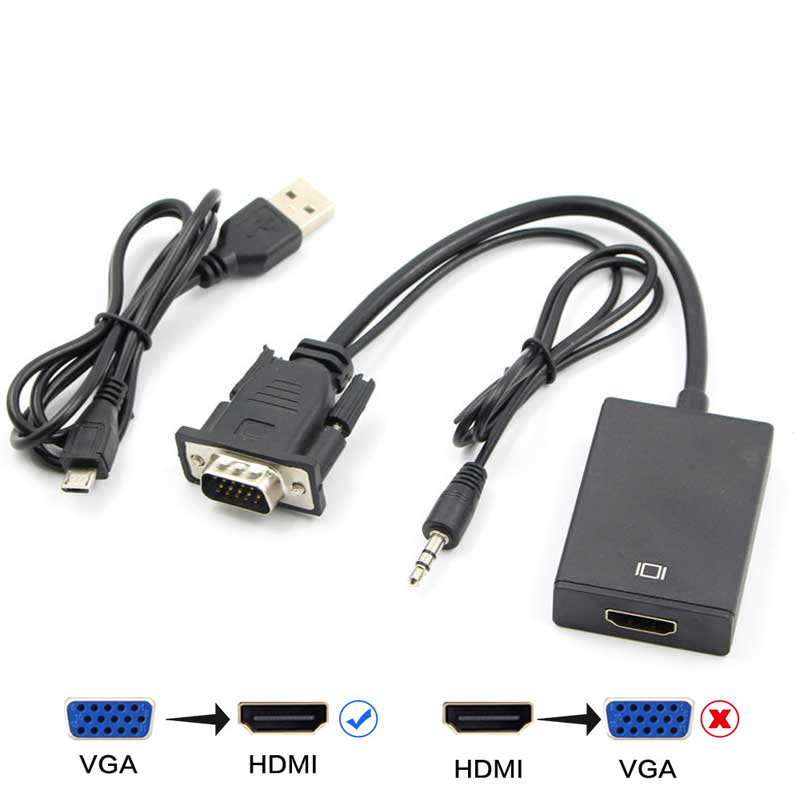 VGA to HDMI Converter Adapter Cable With Audio Output 1080P VGA HDMI Adapter for PC laptop Projector