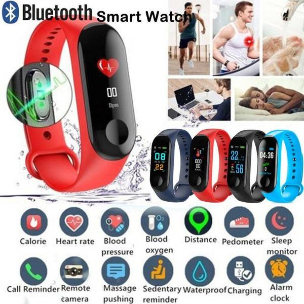 Waterproof IP65 Bluetooth Smart Band Sport Heart Rate Monitor Fitness Tracker Smart Watch Bracelet