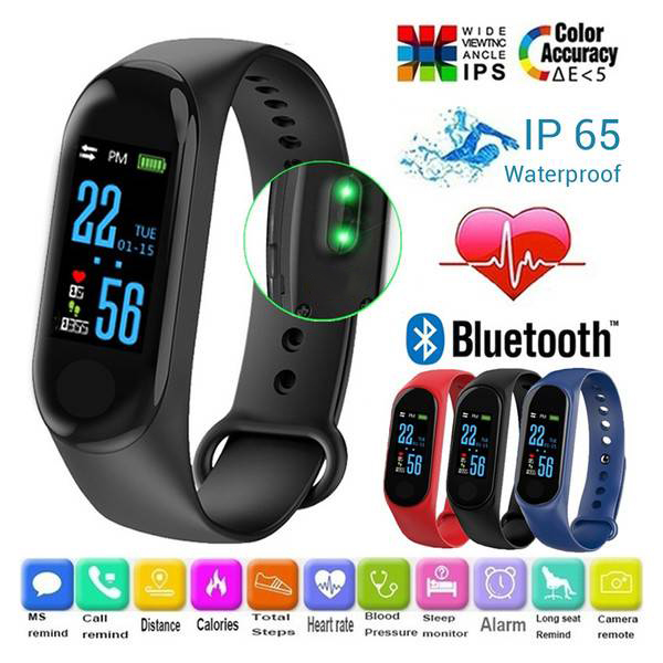Waterproof IP65 Bluetooth Smart Band Sport Heart Rate Monitor Fitness Tracker Smart Watch Bracelet