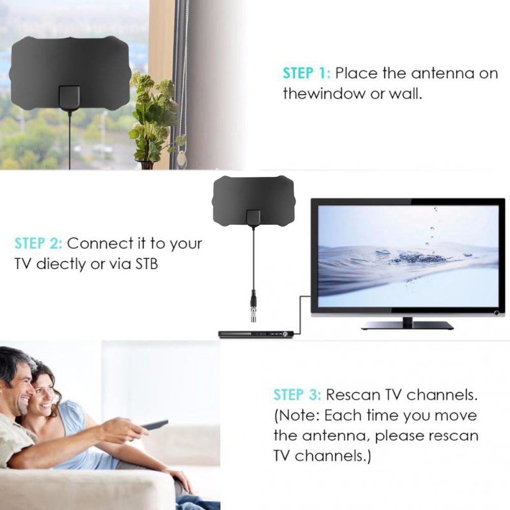 Digital TV Antenna 200 Mile Range 4K HDTV Digital 1080p TV Antenna Signal Receiver Amplifier Booster