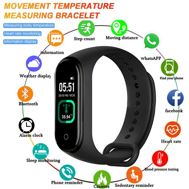 Boby Temperature monitor Smart band Fitness Tracker Watch Sport bracelet Heart Rate Blood Pressure
