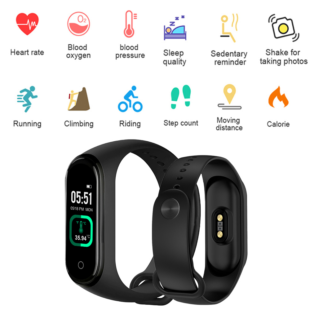 Boby Temperature monitor Smart band Fitness Tracker Watch Sport bracelet Heart Rate Blood Pressure