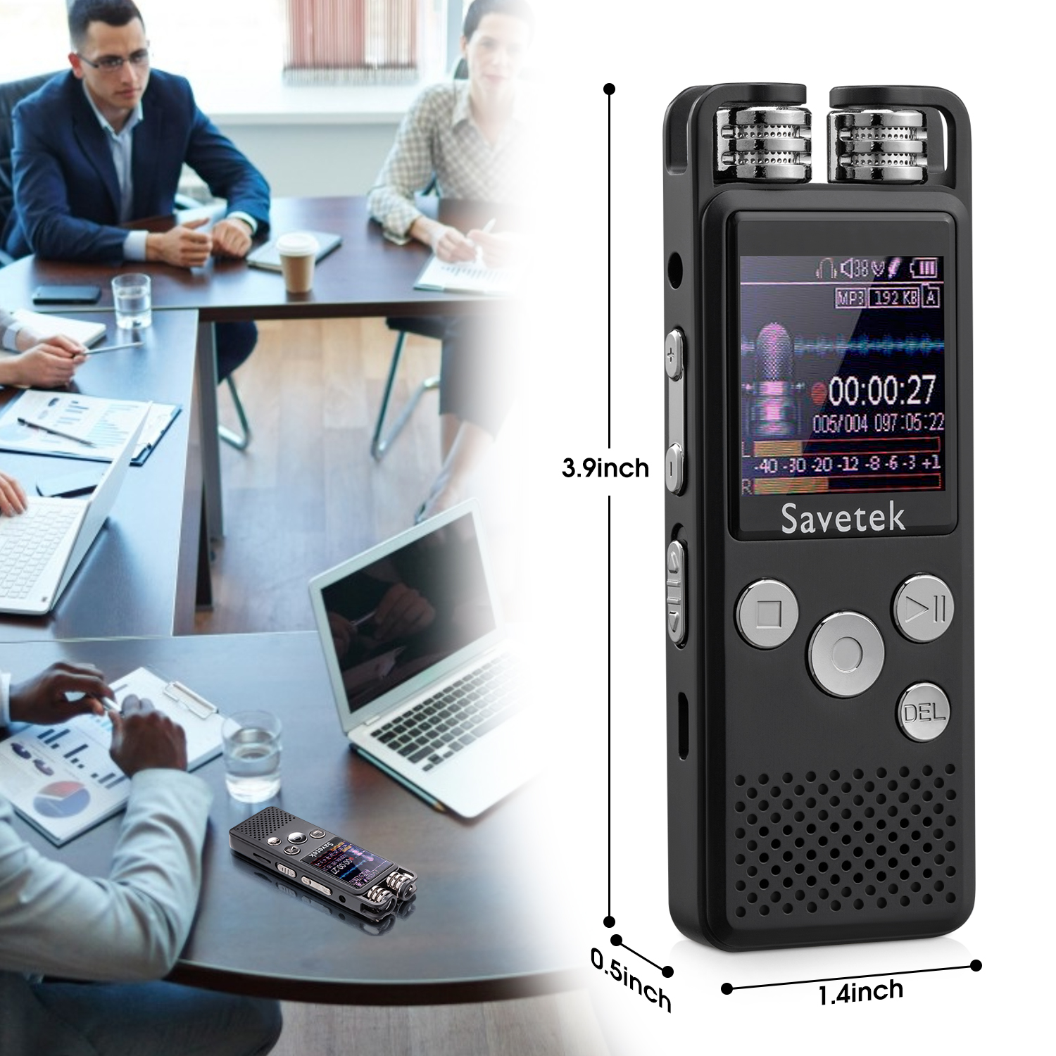 Professional Voice Activated Digital Audio Voice Recorder USB Pen Non-Stop 80hr Recording Pen