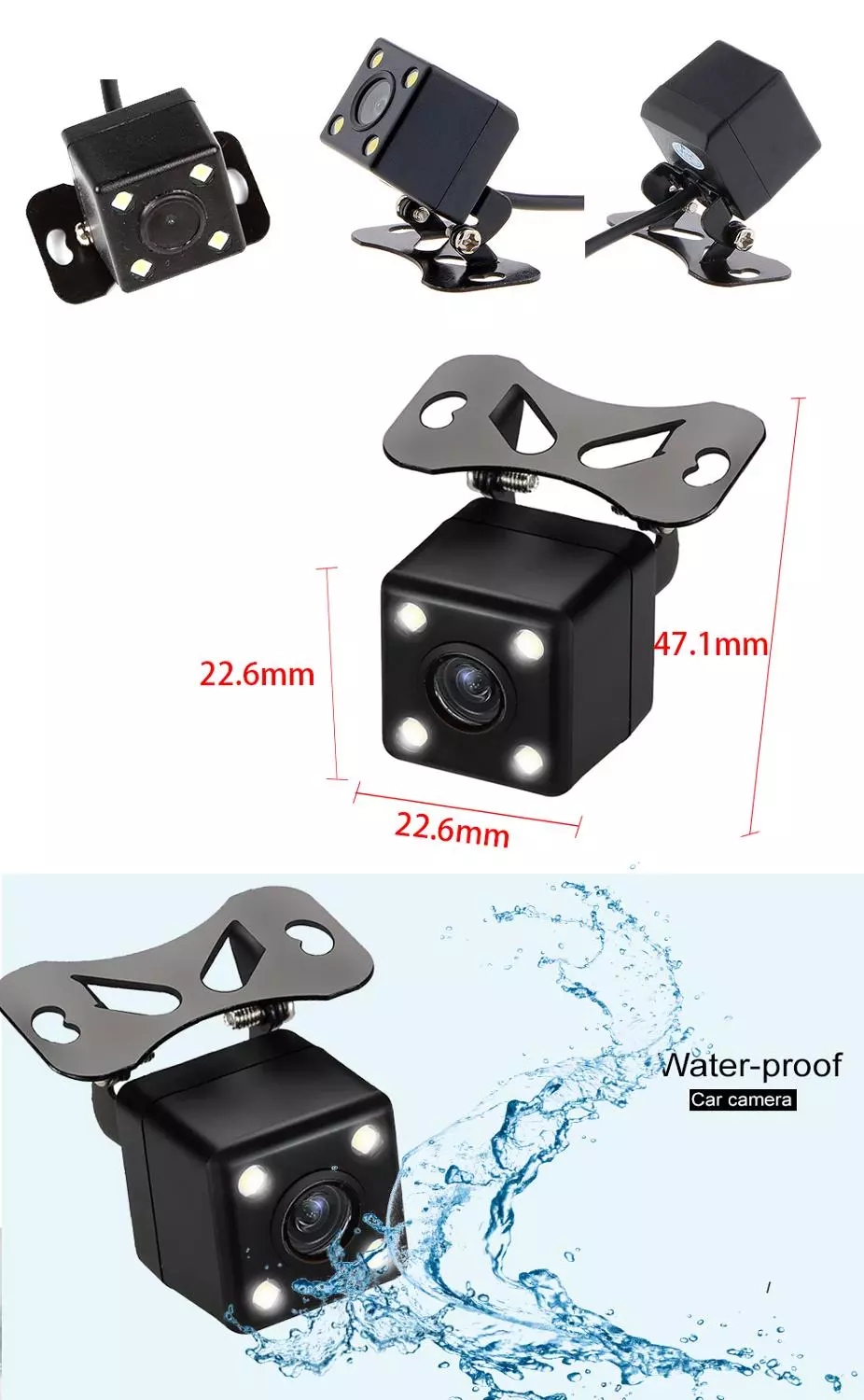 Rear View Camera Universal IP67 Waterproof LED Car Back Reverse Camera Night Vision Parking Cameras