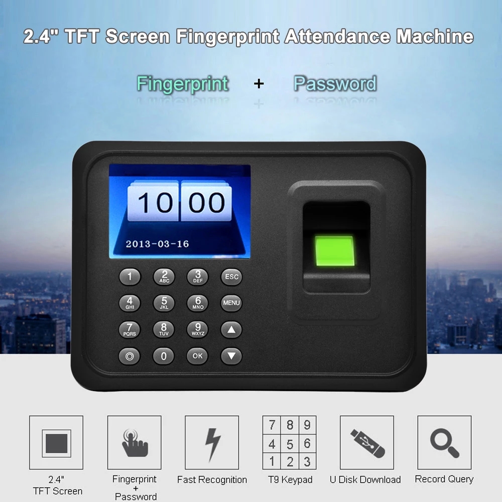 Fingerprint attendance machine finger scanner Time Card locker free software password for security