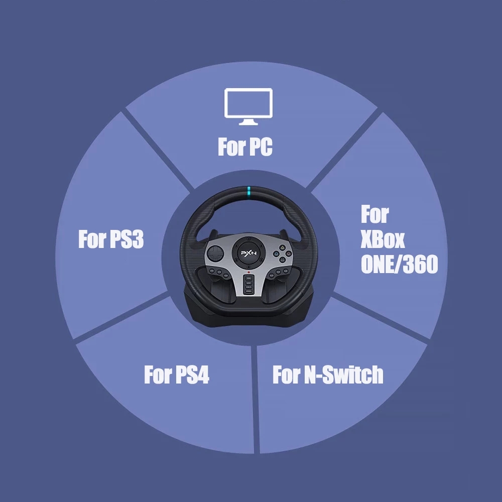 PXN V9 Gaming Steering Wheel Pedal Vibration Racing Steering Wheel Game Controller