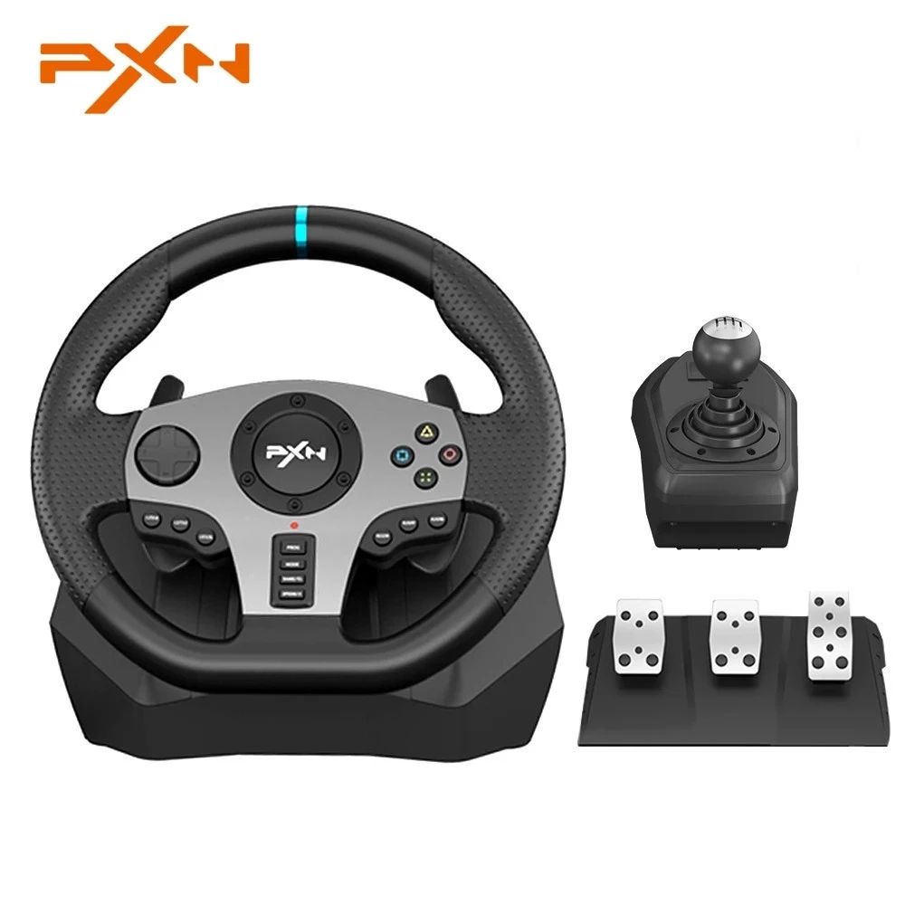 PXN V9 Gaming Steering Wheel Pedal Vibration Racing Steering Wheel Game Controller