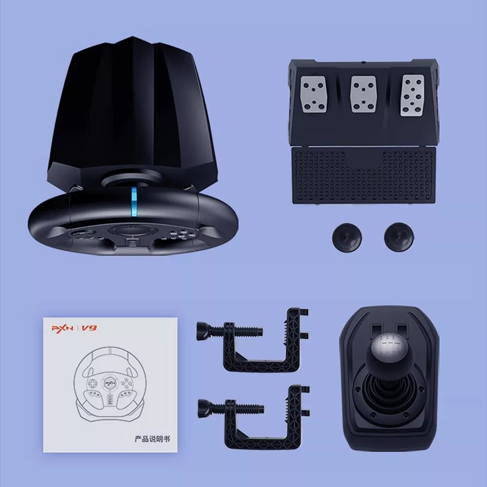 PXN V9 Gaming Steering Wheel Pedal Vibration Racing Steering Wheel Game Controller