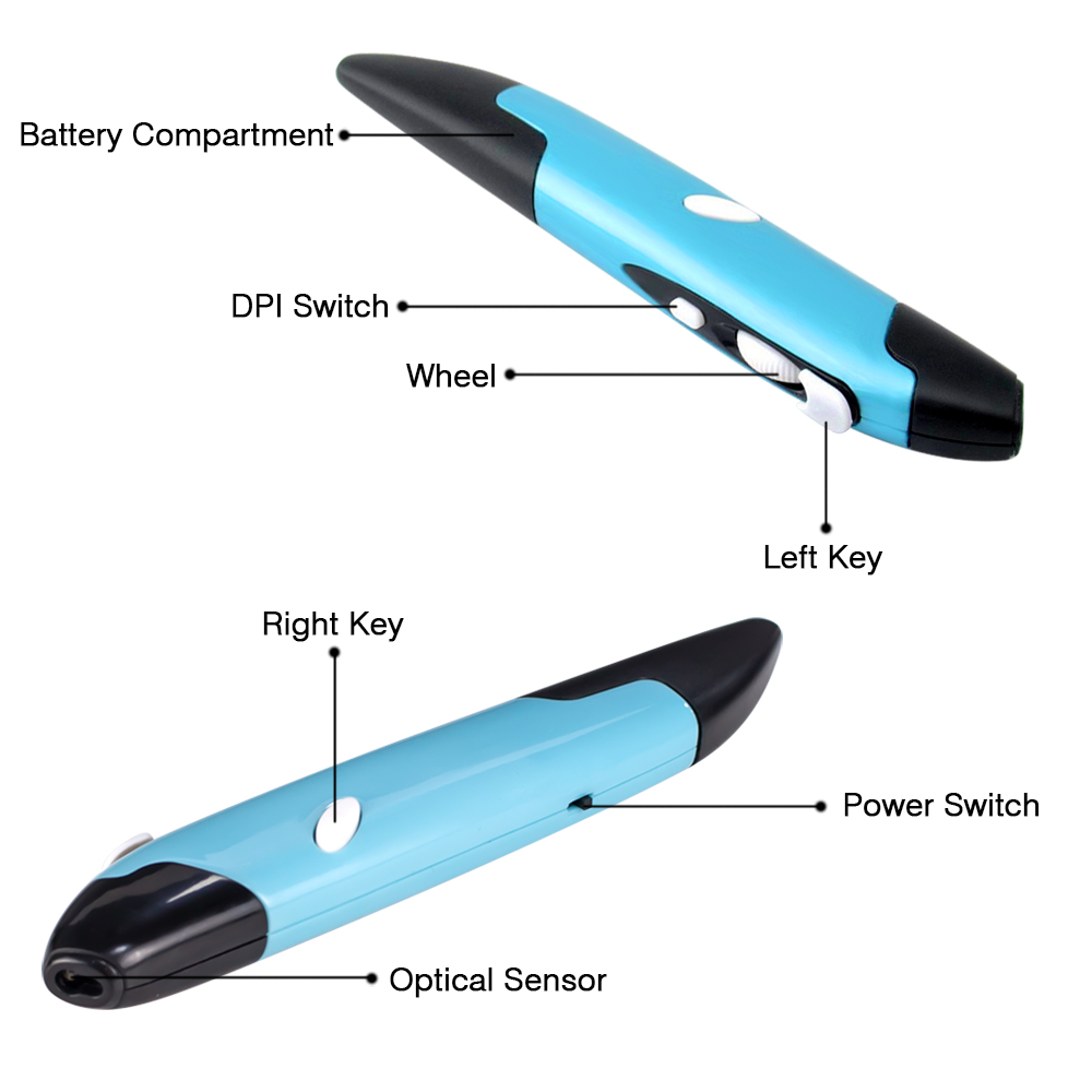 Wireless Mouse Optical Pen Mouse Laser Pointer Adjustable for Laptops Desktops Computer PPT PC