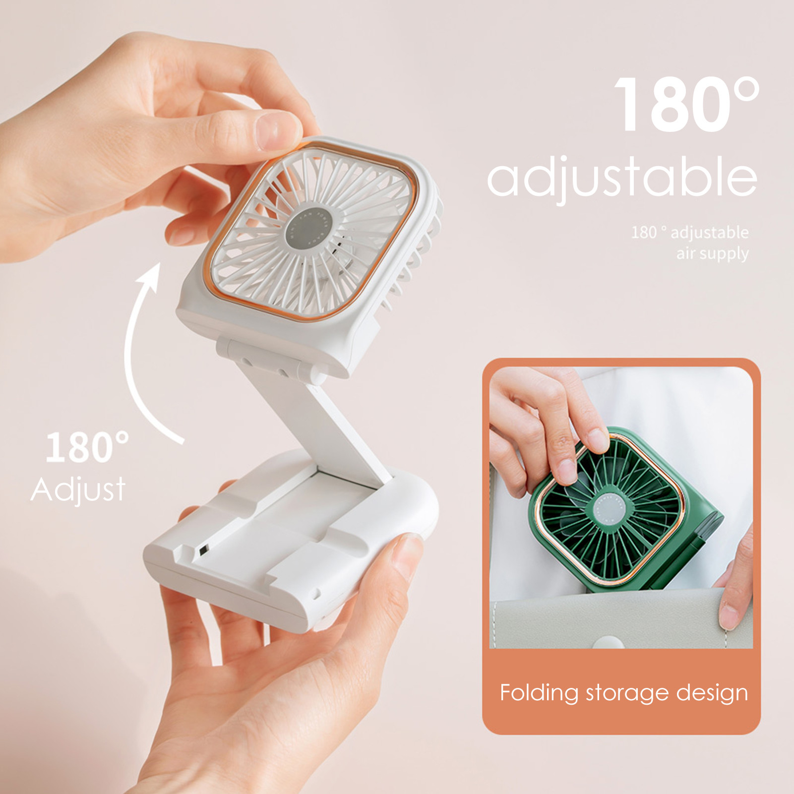 Cooling Fan Foldable Neck Hanging Power Bank Fan USB Mini Handheld Folding Outdoor Small Fan