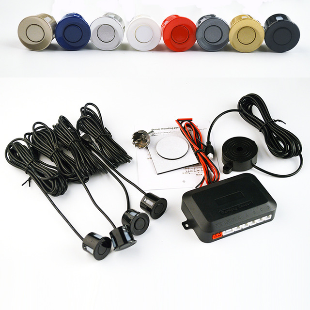 4 Sensors Buzzer 22mm Car Parking Sensor Kit Reverse Backup Radar Sound Alert Indicator Probe System