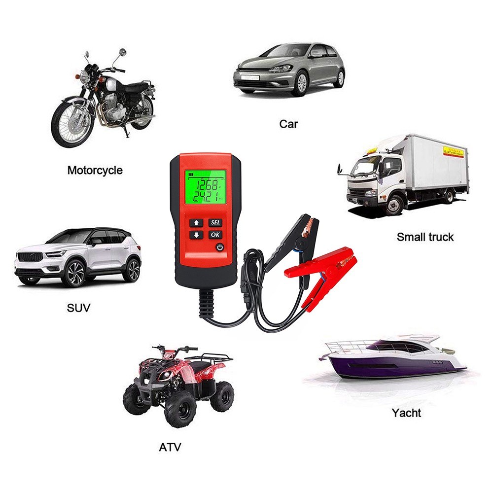 Digital 12V Car Battery Tester Load Test and Analyzer of Battery Life Percentage Deep Cycle Battery