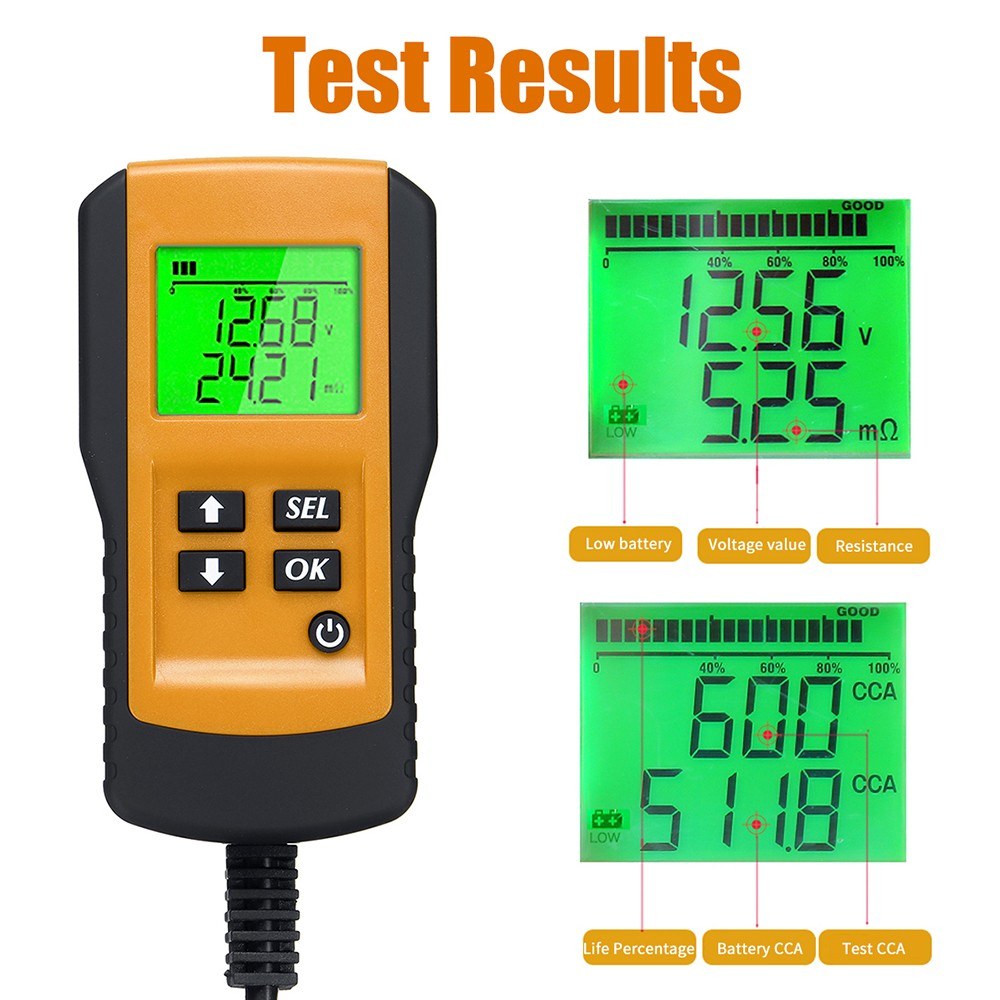 Digital 12V Car Battery Tester Load Test and Analyzer of Battery Life Percentage Deep Cycle Battery