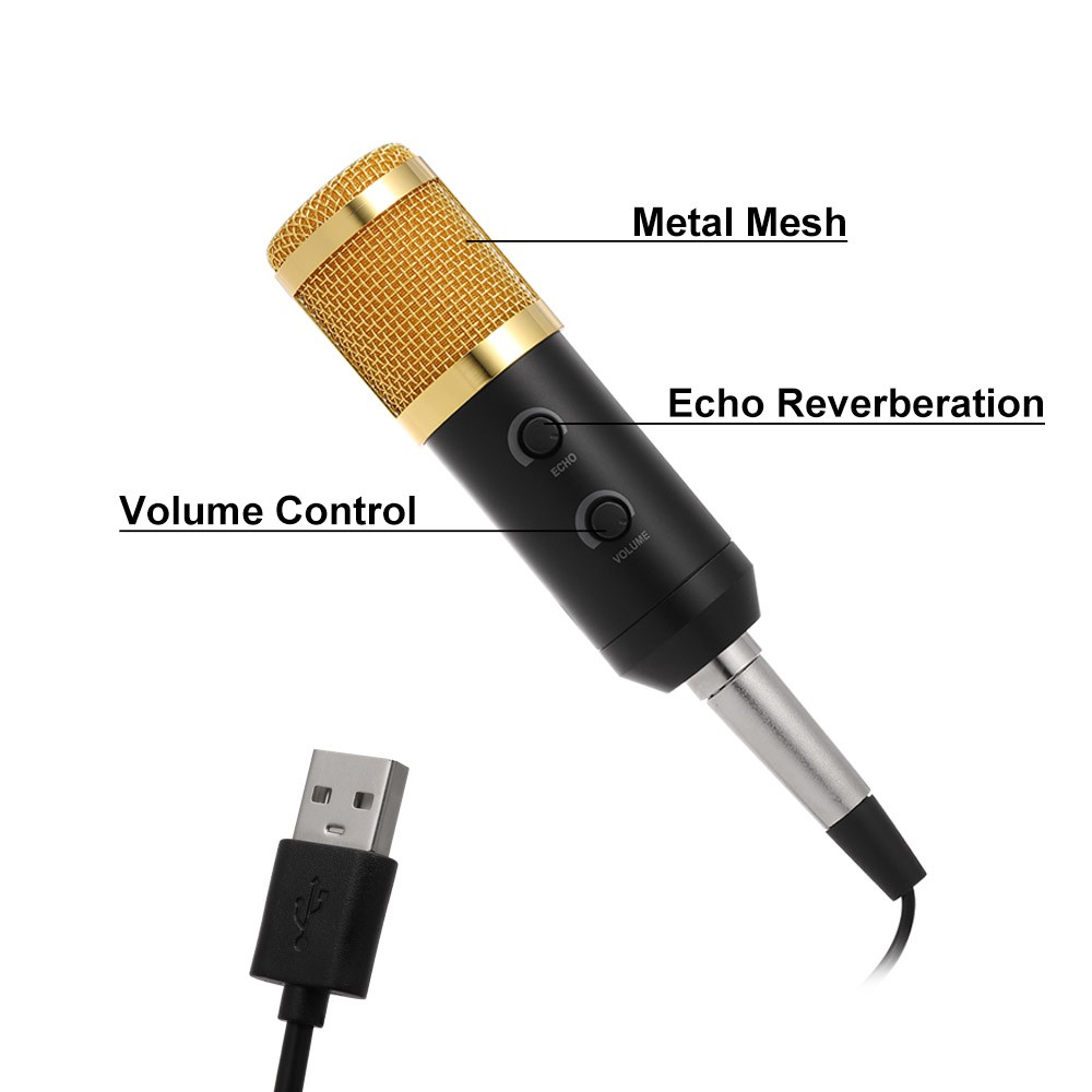 USB Condenser Microphone Plug Play for Home Studio Voice Chat Recording Meeting Computer Microphone