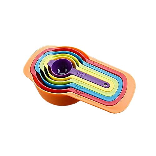 Measuring Cup and Spoon Set - Stackable Colorful Plastic for Kitchen Baking tools