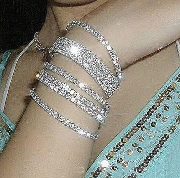 High quality 10Pcs New Women's Fashion Retro Vintage Noble Exquisite Rhinestone Shining Bracelet Woman