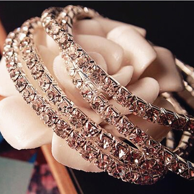 High quality 10Pcs New Women's Fashion Retro Vintage Noble Exquisite Rhinestone Shining Bracelet Woman