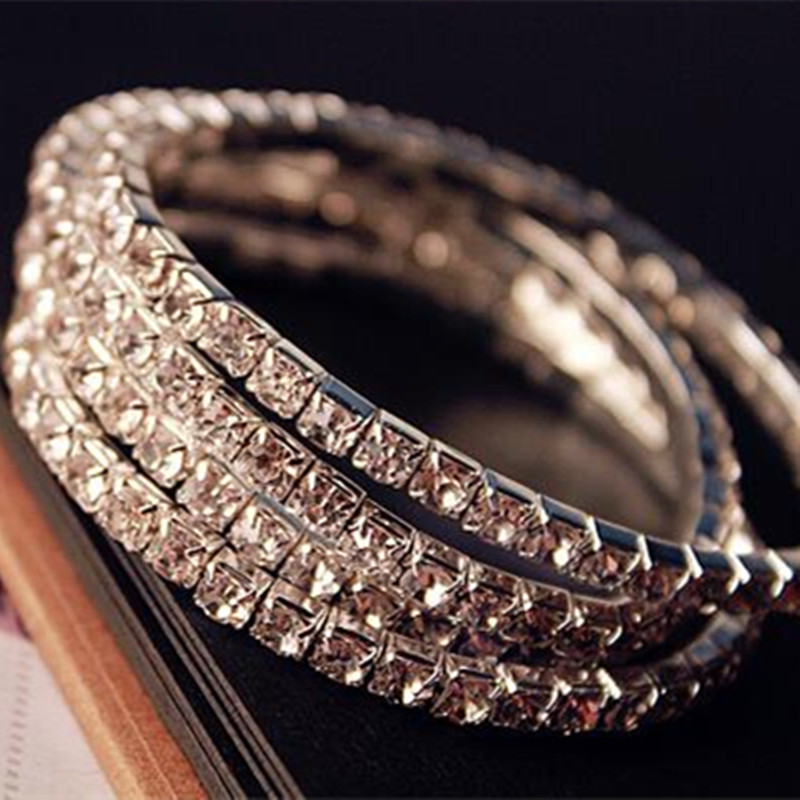 High quality 10Pcs New Women's Fashion Retro Vintage Noble Exquisite Rhinestone Shining Bracelet Woman