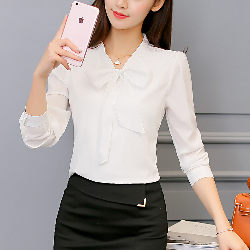 High quality Spring Casual Chiffon Blouse Shirt Office Women Shirt Chiffon Women Tops