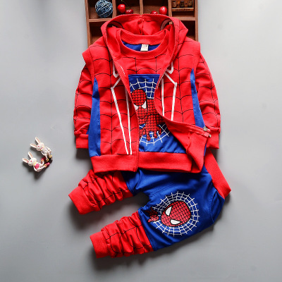 High quality Clothing Sets Kids Coat jacket T Shirt Pants 3 Pcs Children Sport Suits Boys Spider Clothes Set
