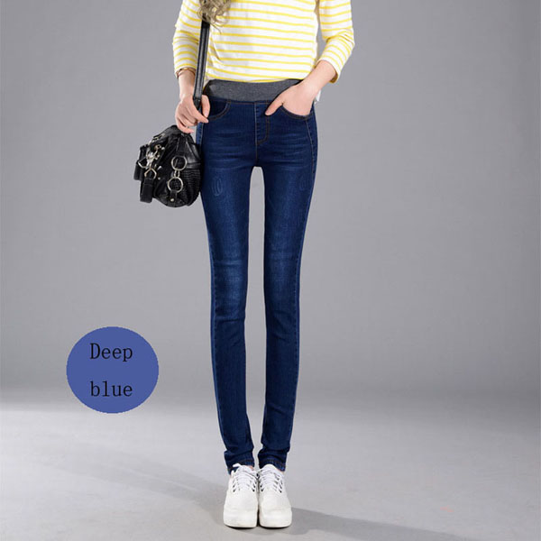High quality Women's Jeans  Casual Elastic Waist Stretch JeansSlim Denim Long Pencil Pants Lady Trousers