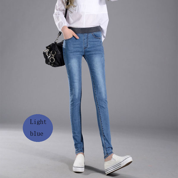 High quality Women's Jeans  Casual Elastic Waist Stretch JeansSlim Denim Long Pencil Pants Lady Trousers