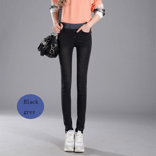 High quality Women's Jeans  Casual Elastic Waist Stretch JeansSlim Denim Long Pencil Pants Lady Trousers
