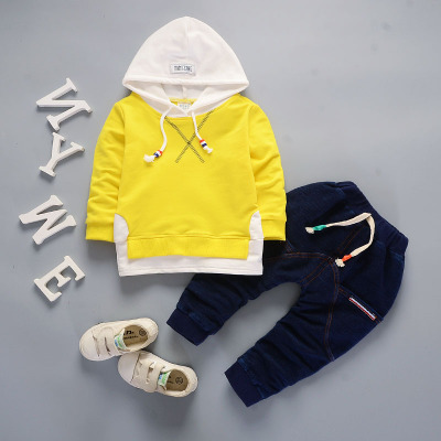 High quality Childrens Spring Cotton Boys outerwear Long Sleeve T Shirt 2pc/set kids Clothes