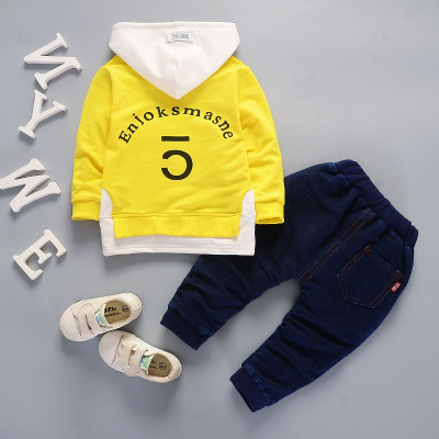 High quality Childrens Spring Cotton Boys outerwear Long Sleeve T Shirt 2pc/set kids Clothes
