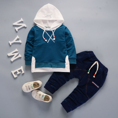 High quality Childrens Spring Cotton Boys outerwear Long Sleeve T Shirt 2pc/set kids Clothes