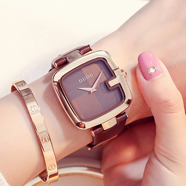 High quality Ladies Watches For Women Watch Women Top Brand Luxury  Leather Square Clock relogio feminino saat