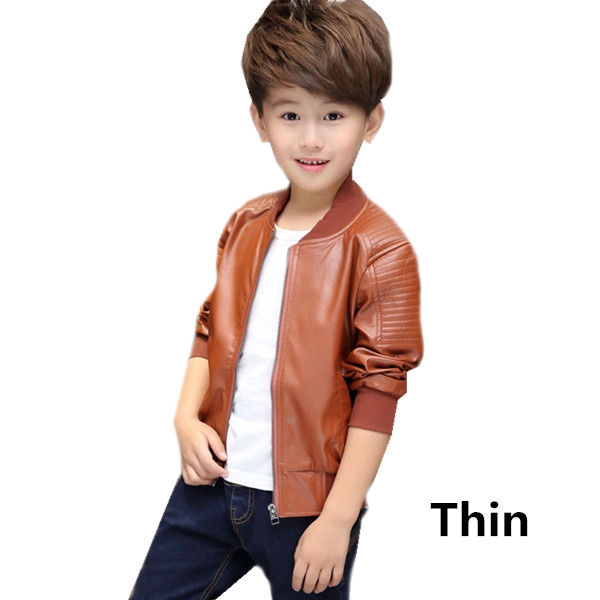 Children Boys Winter Coat Thick Velvet Kids Pu Leather Jacket Solid Children Boys Winter Coat Thick Velvet Kids Pu Leather Jacket Solid S Warm Clothes Outwears Brown