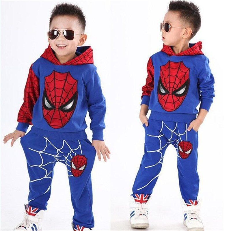 High quality Marvel Comic Classic Spider-man Child Costume Sports suit 2 pieces set Tracksuits boys Clothing sets