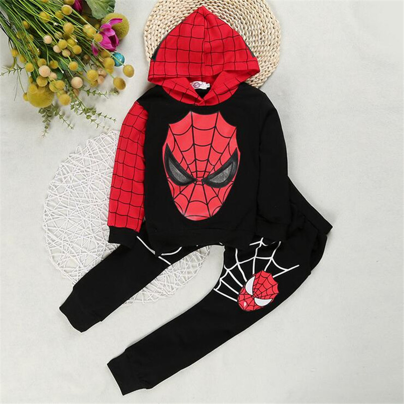 High quality Marvel Comic Classic Spider-man Child Costume Sports suit 2 pieces set Tracksuits boys Clothing sets