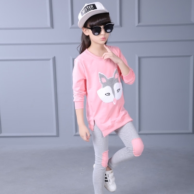 High quality Children's clothing set girl long sleeve cartoon sportswear girls leisure set