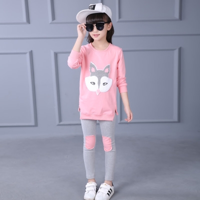 High quality Children's clothing set girl long sleeve cartoon sportswear girls leisure set