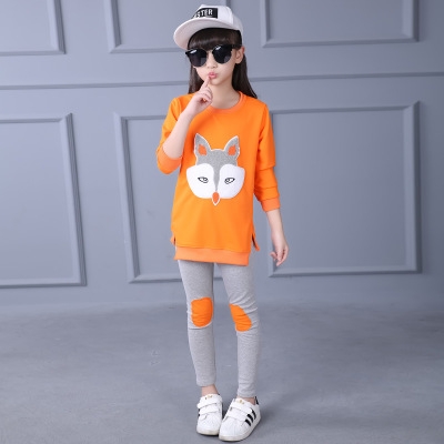 High quality Children's clothing set girl long sleeve cartoon sportswear girls leisure set