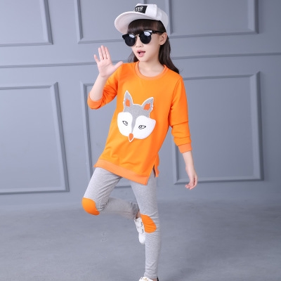 High quality Children's clothing set girl long sleeve cartoon sportswear girls leisure set