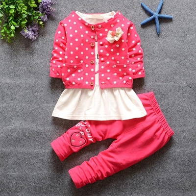 High quality Children Girl Clothing Set Baby Girls Sports Dots Suit Toddler Babies Clothes Outfits Tracksuit