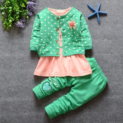 High quality Children Girl Clothing Set Baby Girls Sports Dots Suit Toddler Babies Clothes Outfits Tracksuit