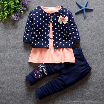 High quality Children Girl Clothing Set Baby Girls Sports Dots Suit Toddler Babies Clothes Outfits Tracksuit