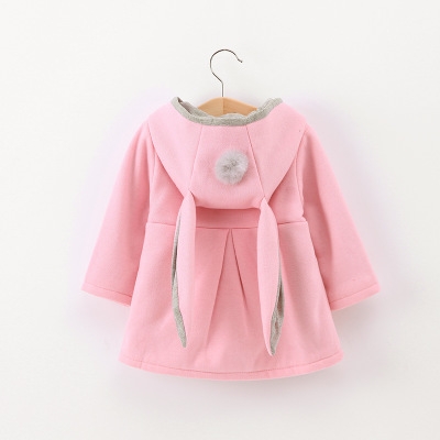 High quality Cute Rabbit Ear Hooded Girls Coat Autumn Tops Kids Warm Jacket Outerwear