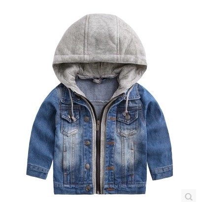 High quality Boys Denim Jacket Classic Zipper Hooded Outerwear Coat Spring Children Clothing Kids Jacket Coat