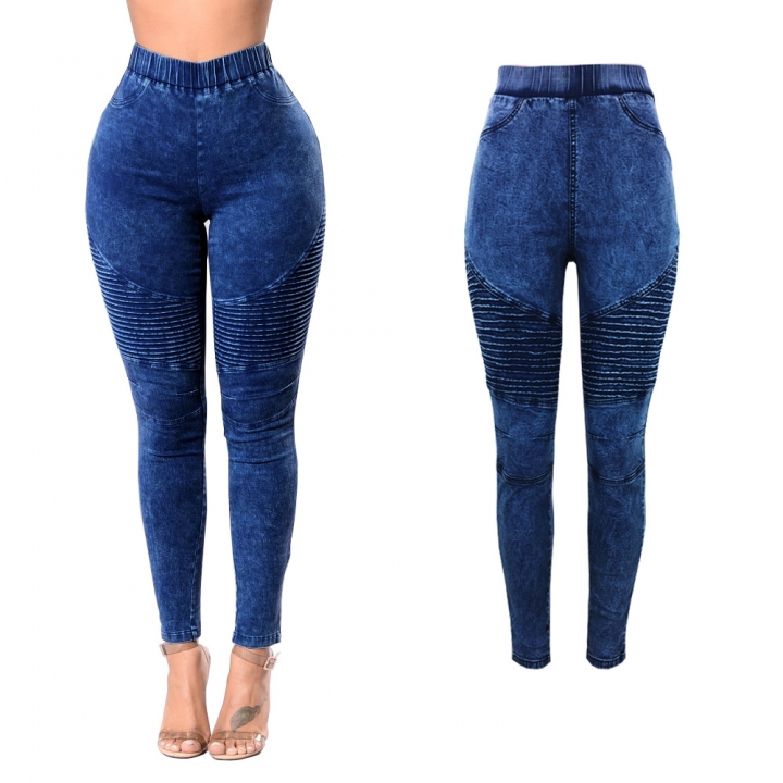 High quality Women Jeans High Waist Slim Long Jeans Female Elastic Waist Pencil Jeans Pants Causal Hip Jeans