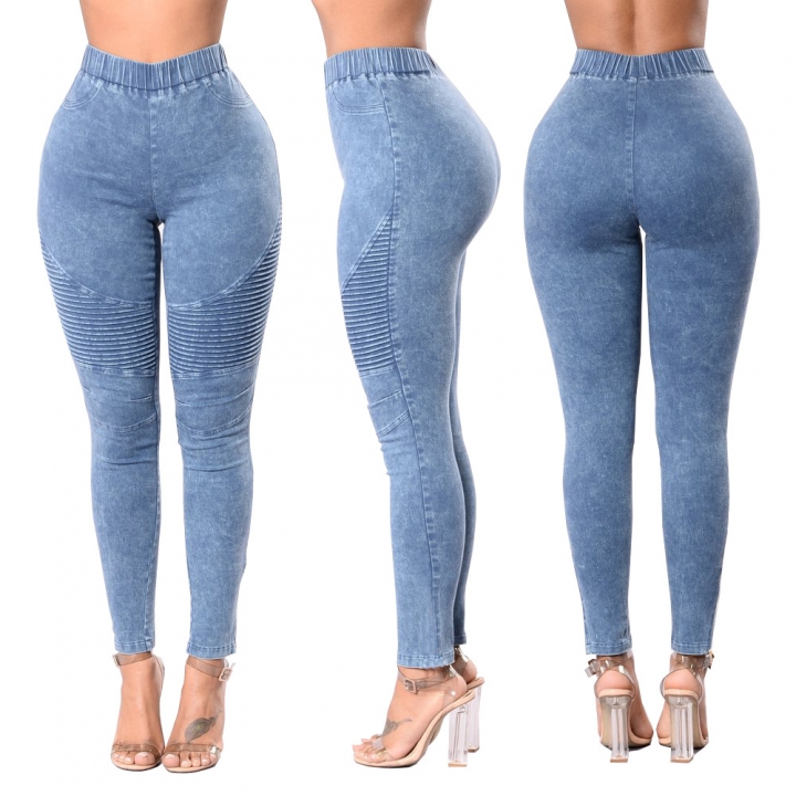 High quality Women Jeans High Waist Slim Long Jeans Female Elastic Waist Pencil Jeans Pants Causal Hip Jeans