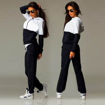 Patchwork Zipper Top And Pants Plus size Tracksuit Women Hoodies Sweatshirts Casual Warm Sweat Suit